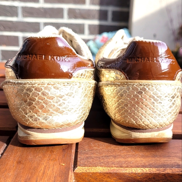 Vintage Michael Kors Leather Upper Gold Snake print speakers size 7M - Picture 8 of 12